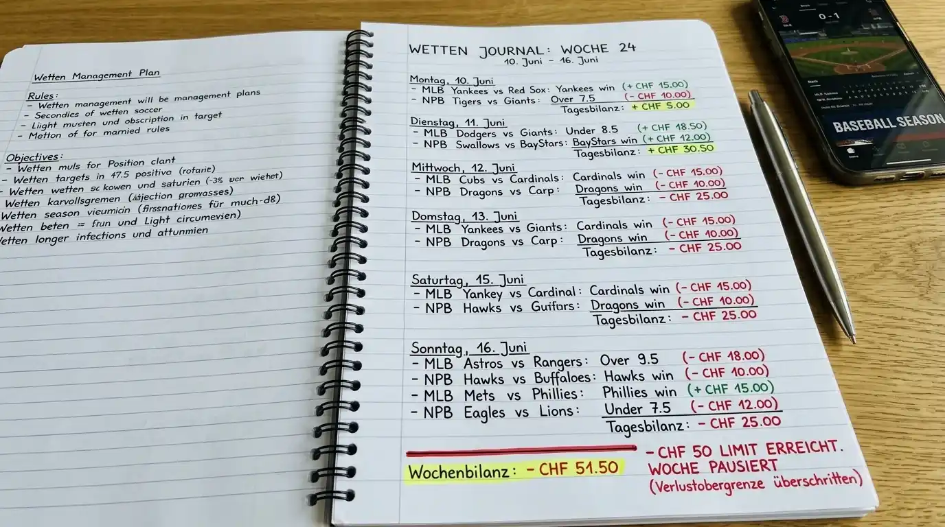 Verlust-Cap-Strategie beim Bankroll Management: wöchentliche Verlustbegrenzung für diszipliniertes Baseball-Wetten