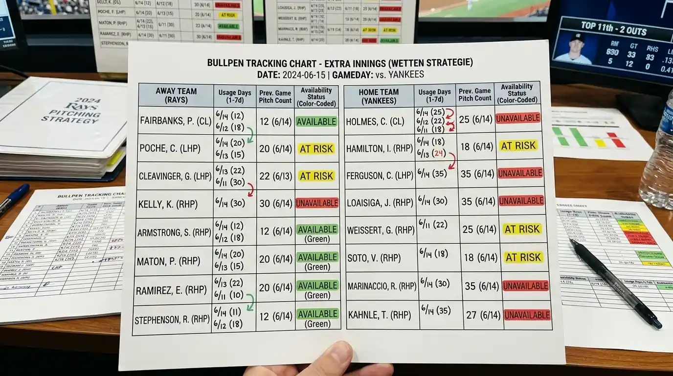 Strategie für Extra-Innings-Wetten beim Baseball mit Bullpen-Analyse und Aufstellungsüberlegungen