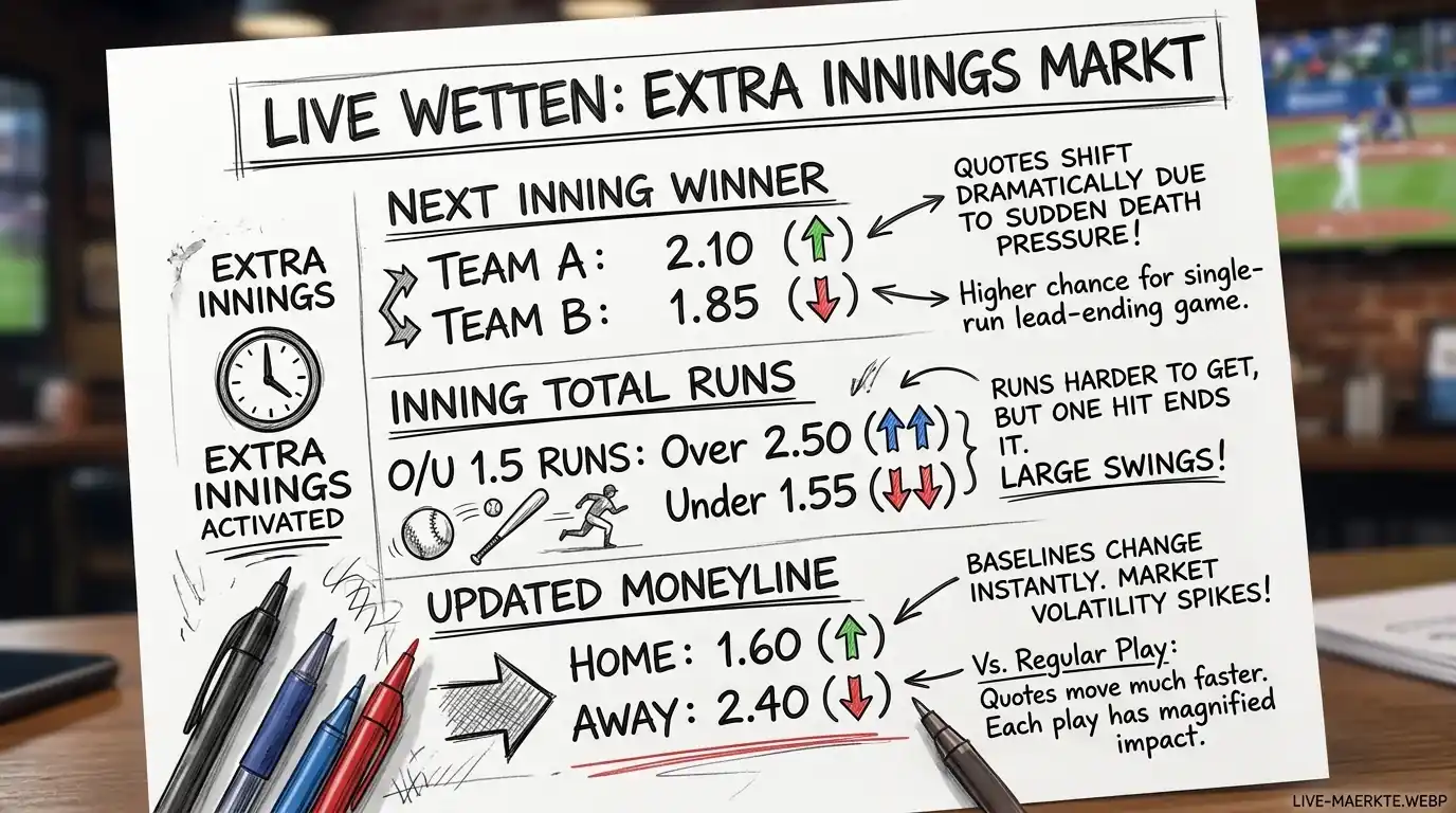 Live-Märkte und Quotenverschiebungen in Extra Innings beim Baseball für In-Play-Wettentscheide