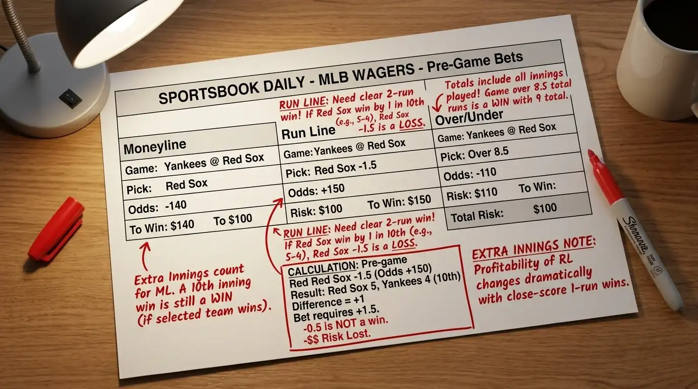 Auswirkung von Extra Innings auf Moneyline Run Line und Over/Under-Wetten beim Baseball