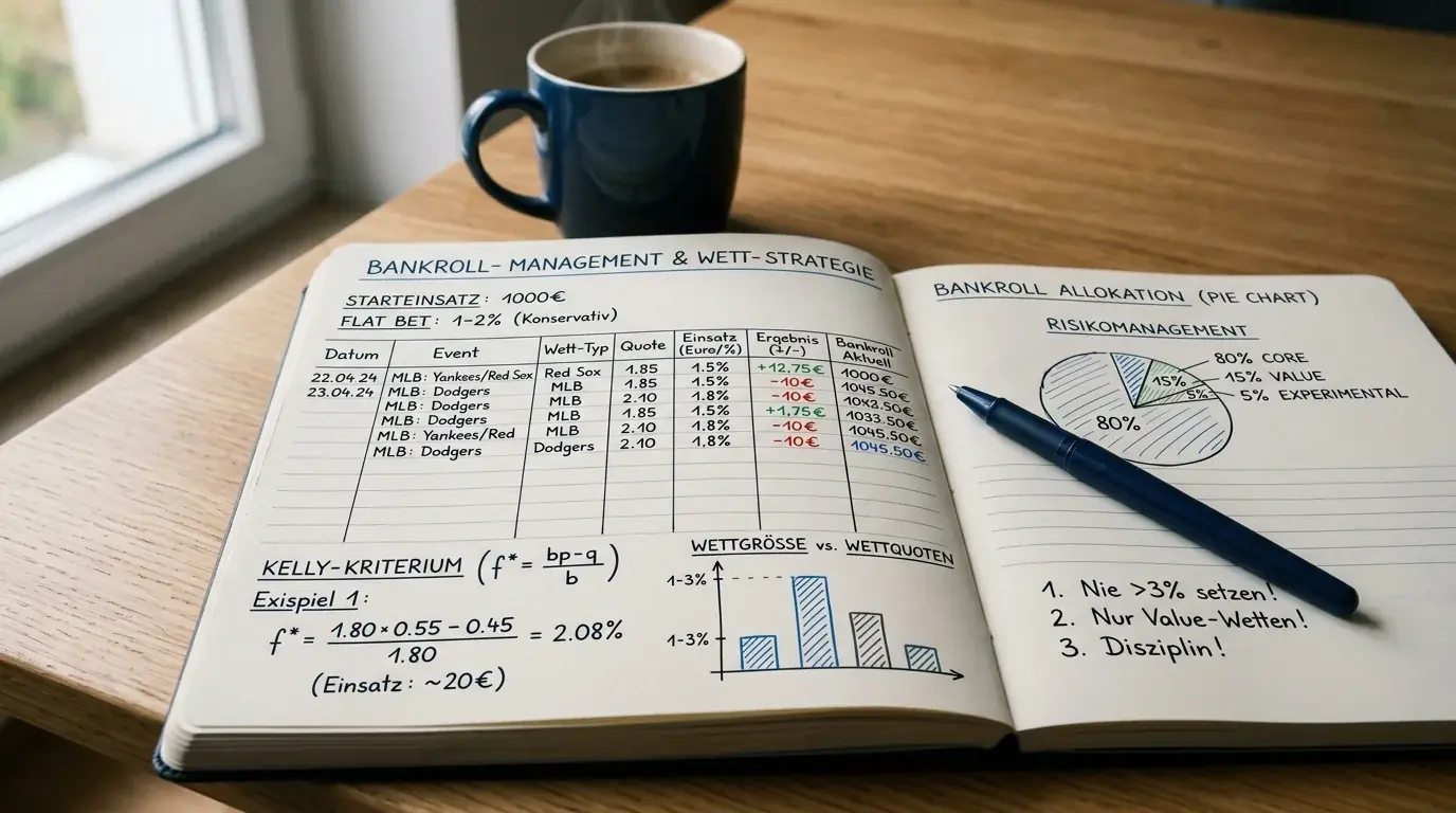 Bankroll Management Baseball – Flat Bet und Kelly-Kriterium für 162-Spiele-MLB-Saison erklärt
