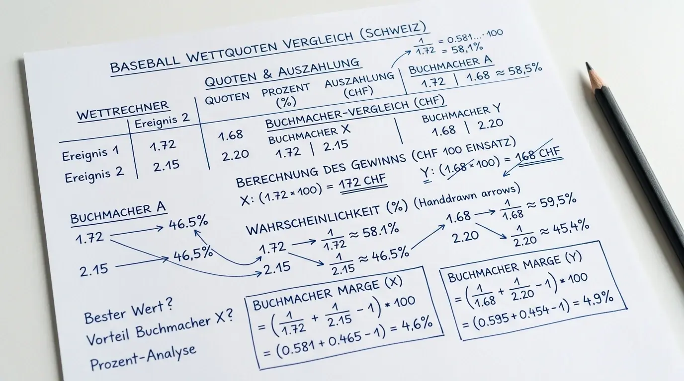 MLB Quoten Vergleich bei verschiedenen Buchmachers – Overround und Margen für Schweizer Sportwetter