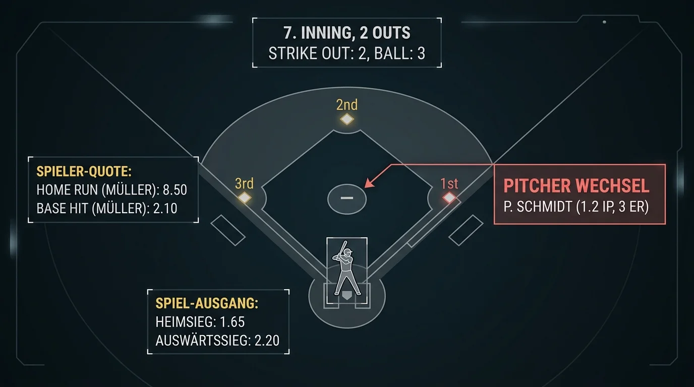 Live-Wettmöglichkeit beim Pitcher-Wechsel im MLB-Spiel: Moment des Bullpen-Einsatzes als Echtzeit-Signal für Sportwetter