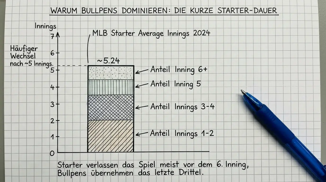 Durchschnittliche Starter-Innings in der MLB 2024: 5,24 Innings pro Start als Grundlage für Bullpen-Analyse beim Wetten