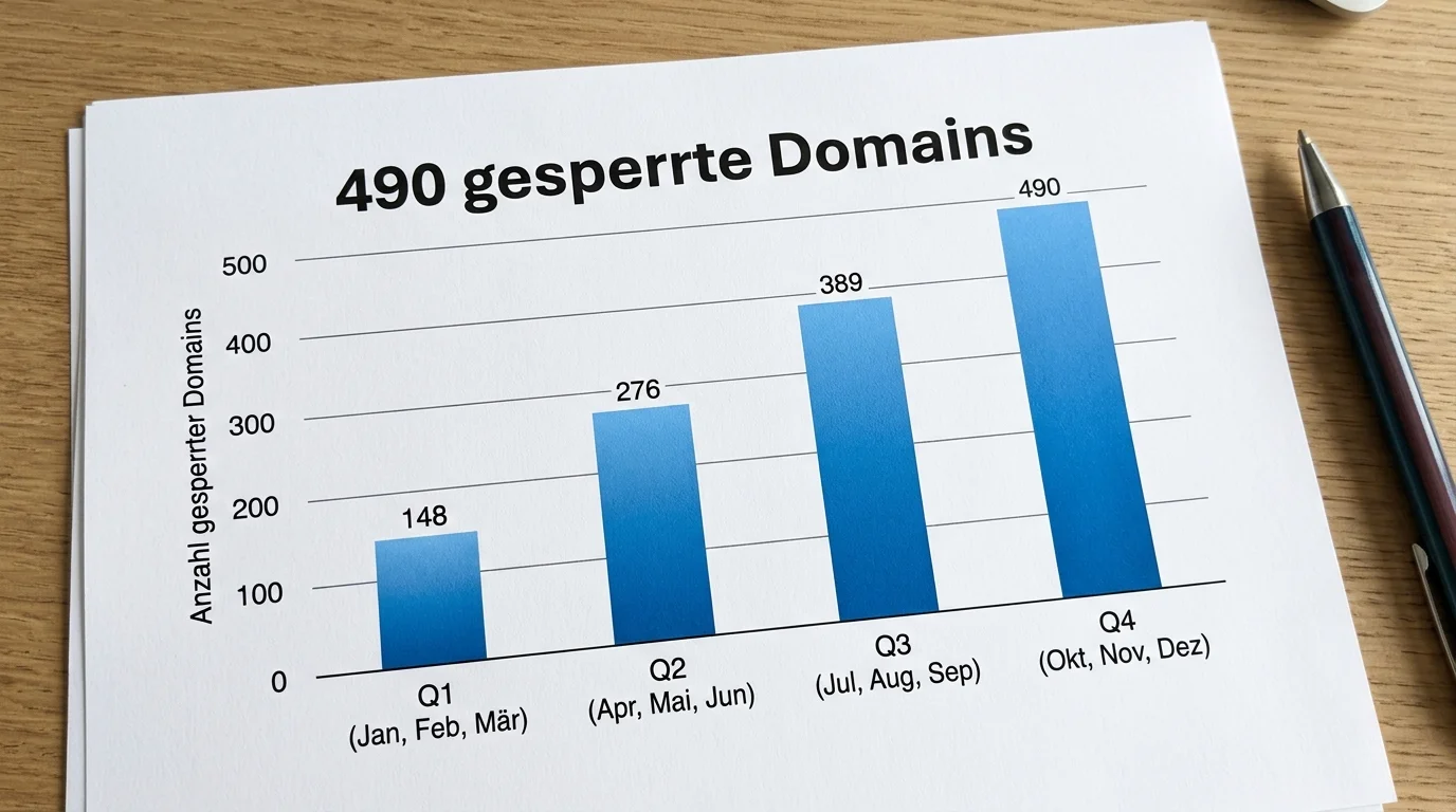 Statistik der Gespa-Sperrliste: 490 gesperrte Buchmacher-Domains Ende 2024 in der Schweiz