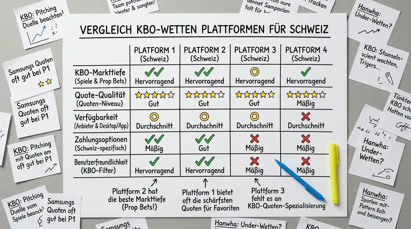 Buchmacher-Empfehlung für KBO Korea Baseball Wetten aus der Schweiz: Markttiefe und Quoten im Vergleich
