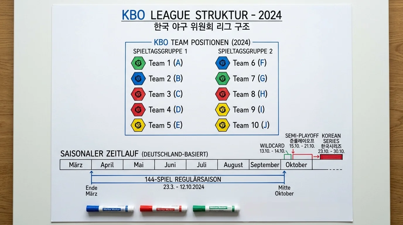 Struktur der koreanischen KBO Baseball Liga: Teams, Saisonkalender und Playoff-Format