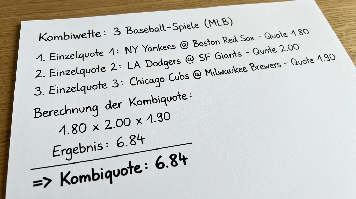 Berechnung der Kombiquote bei Baseball-Akkumulatoren: Multiplikation der Einzelquoten Schritt für Schritt
