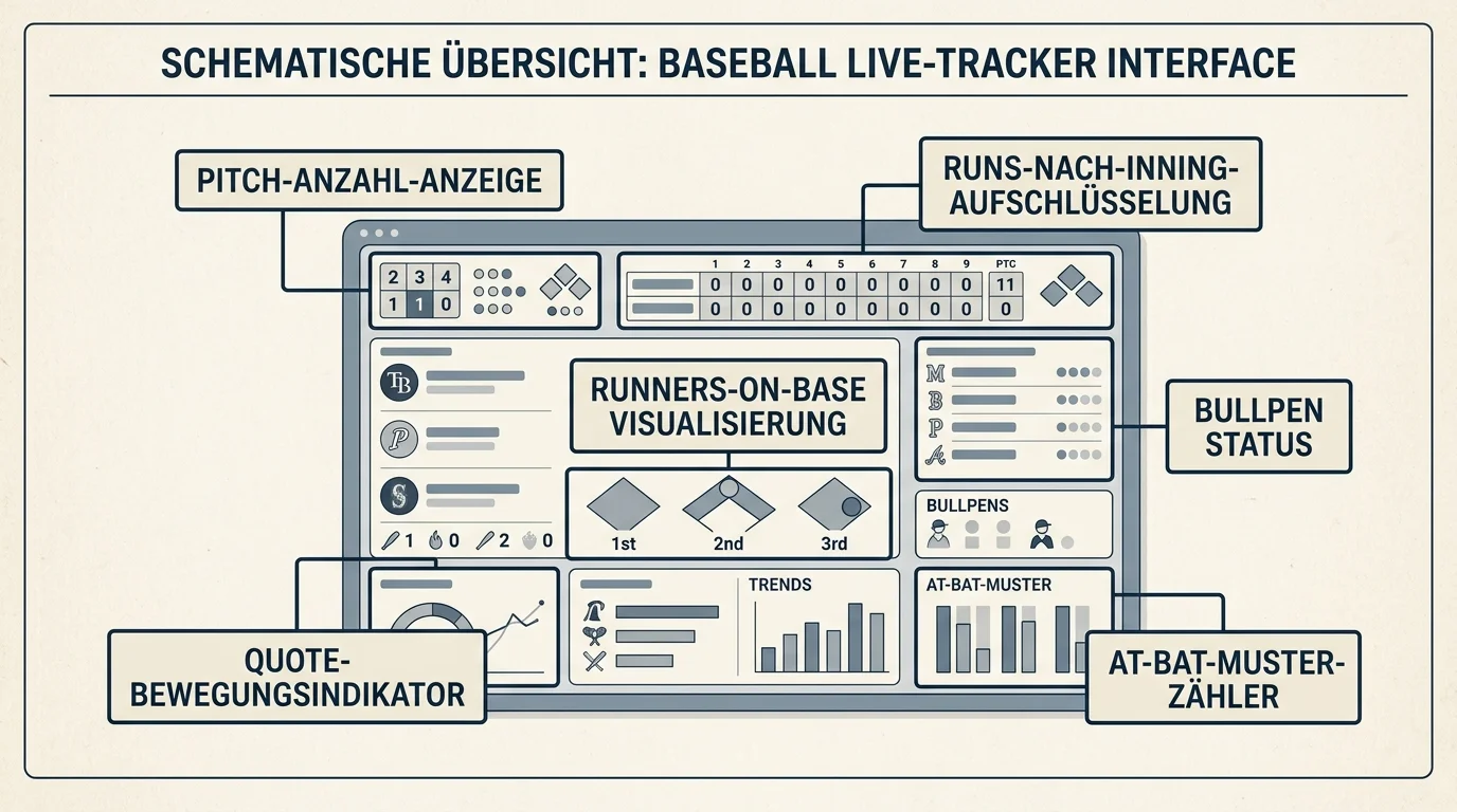 Echtzeit-Signale im Baseball Live-Tracker: Pitch-Count, Runners on Base und Inning-Stand für Wettentscheide