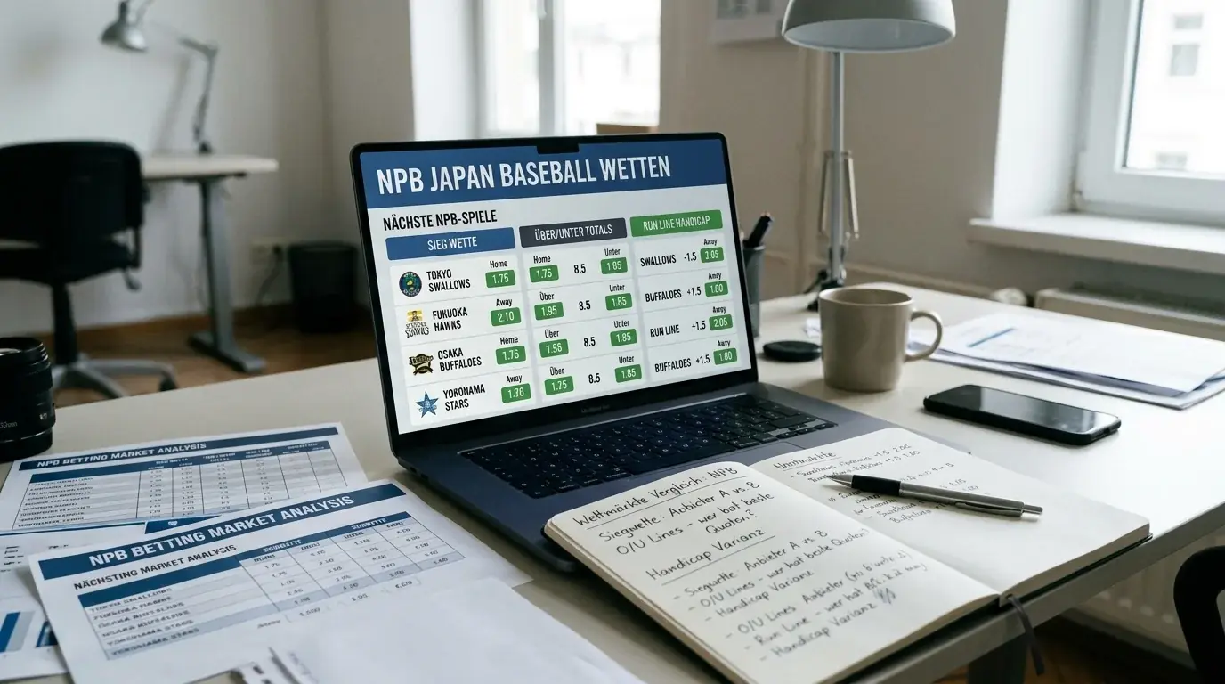 Verfügbare Wettmärkte für NPB Japan Baseball: Moneyline, Totals und Handicap bei Buchmachers
