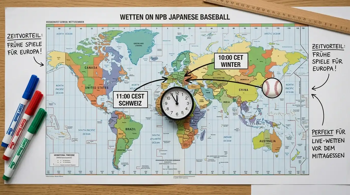 Zeitzonenvorteil NPB Japan Baseball für europäische Wetter: Spielzeiten in CEST und CET