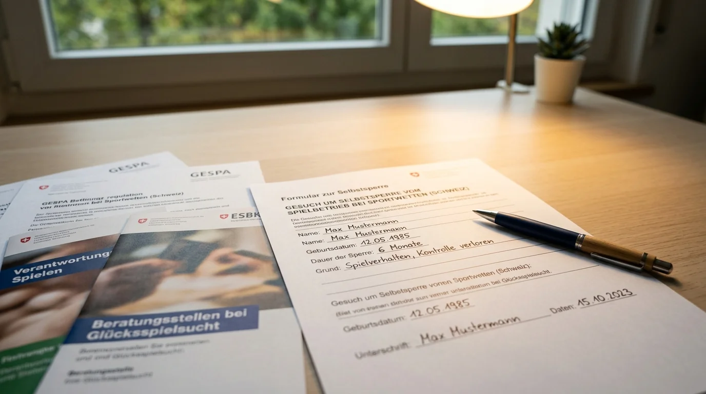 Selbstsperre-Formular bei Schweizer Sportwetten-Anbieter für Spieler mit problematischem Spielverhalten