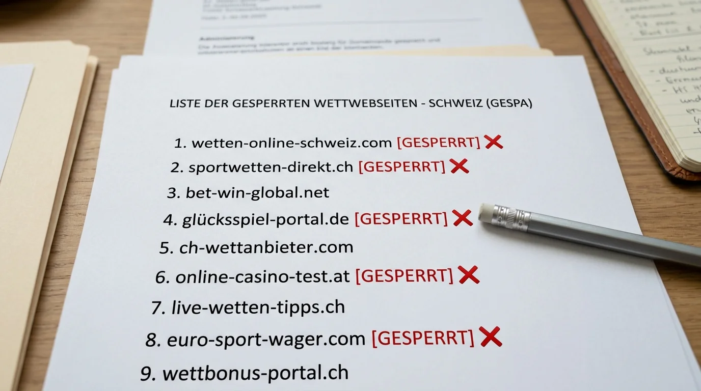 Gespa-Sperrliste Schweiz – 490 gesperrte Buchmacher-Domains und Bedeutung für Sportwetter