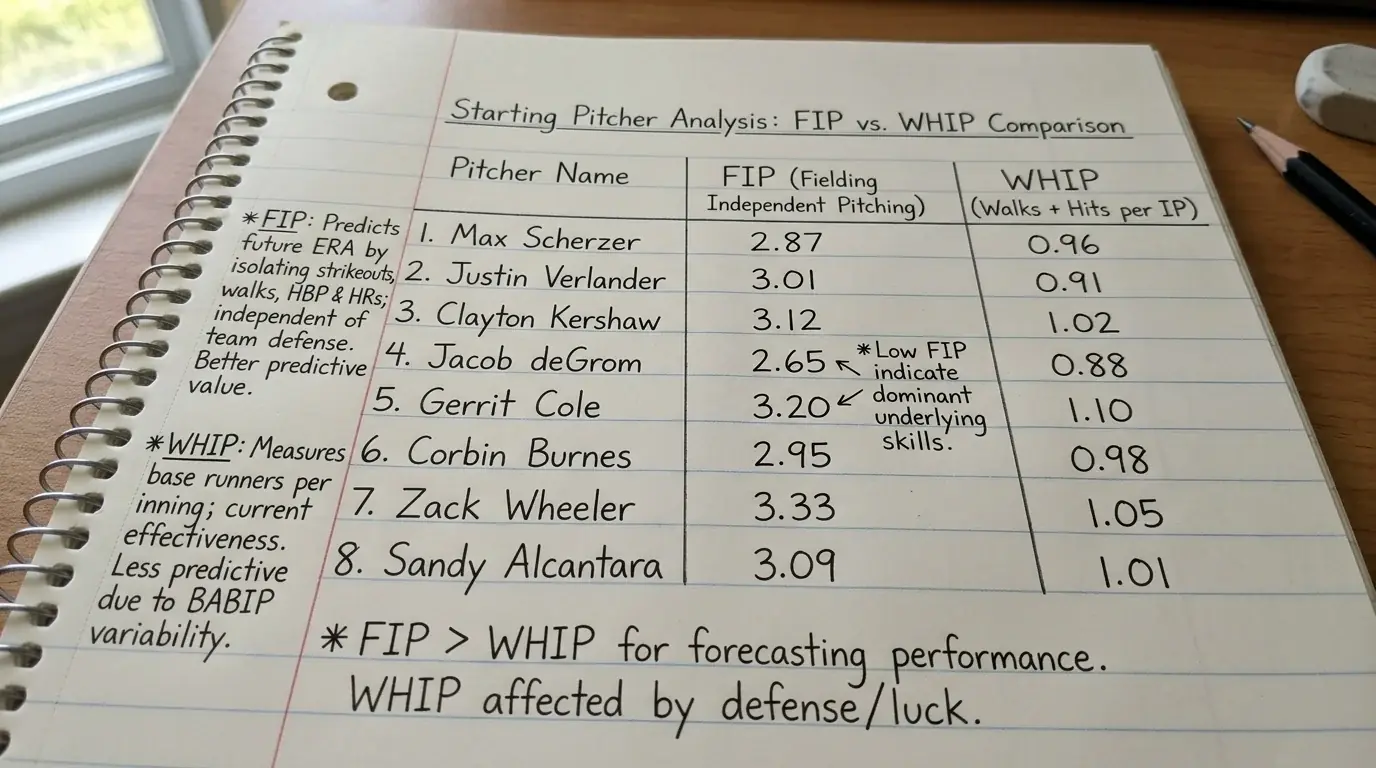 Vergleich von FIP und WHIP als stabilere Pitcher-Metriken für Baseball-Wetten und Handicapping