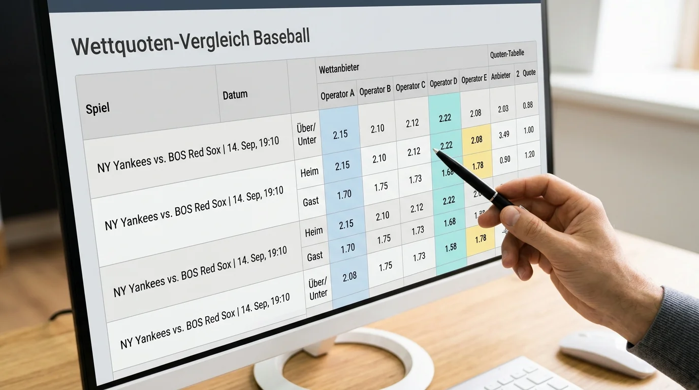 Quotenvergleich-Tools für MLB-Wetten: Oddsportal-Ansicht mit verschiedenen Buchmacher-Quoten im Überblick