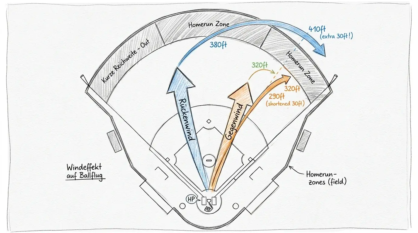 Windrichtung und Windstärke beim Baseball – Einfluss auf Ballflug und Over/Under-Totals bei MLB-Spielen